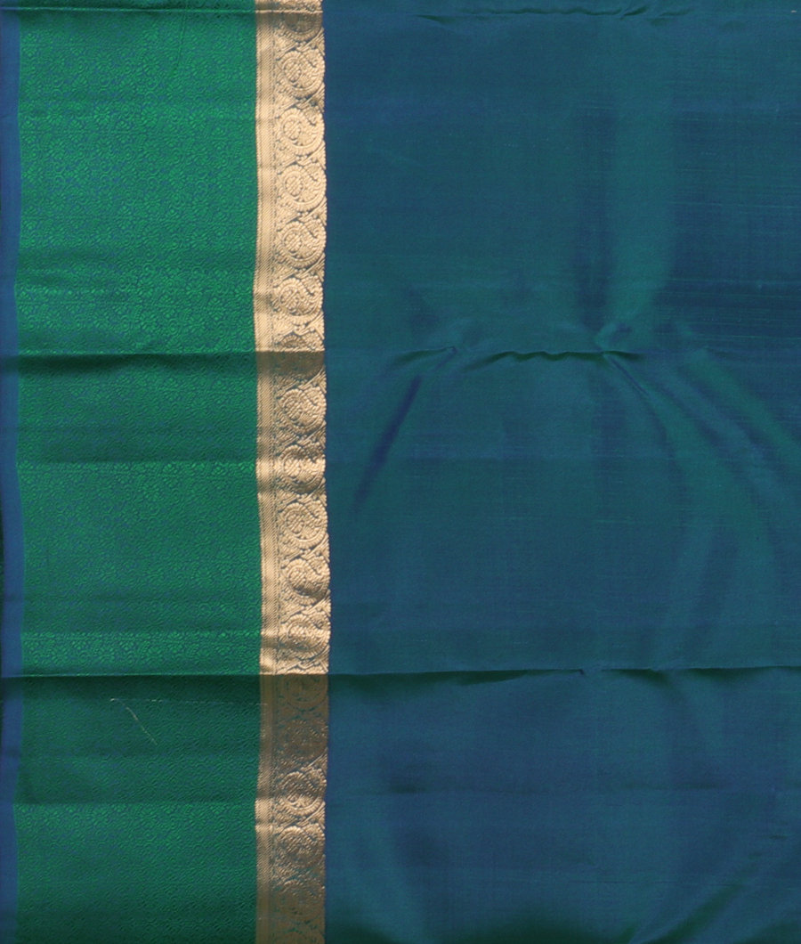 Peacock Blue Soft Silk Saree T3030603