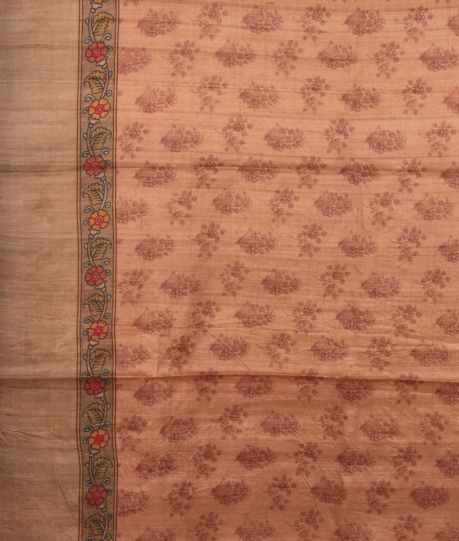Pinkish Beige Tussar Cut Work Saree T3000983