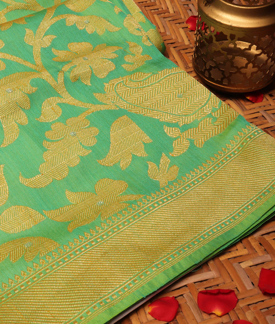 Green Banaras Silk Saree EI7209-image