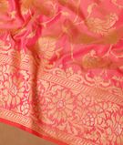Pinkish Orange Banaras Silk Saree T321263