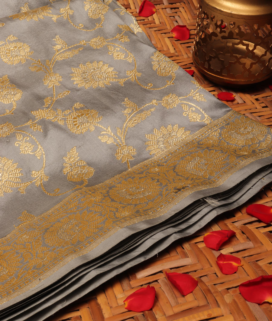 Bluish Grey Banaras Silk Saree T245646-image