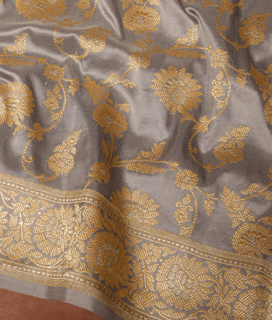 Bluish Grey Banaras Silk Saree T2456463