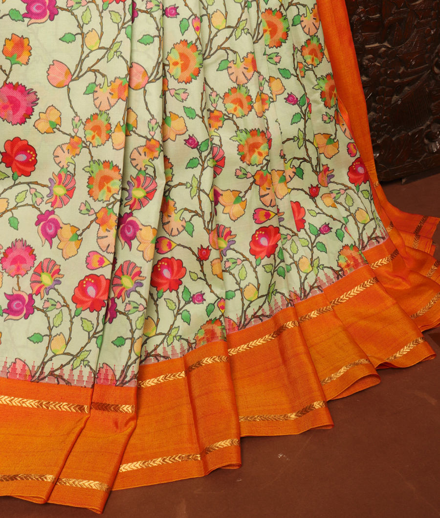 Light Green Printed Soft Silk Saree T304611-image