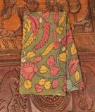 Green Tussar Hand Kalamkari Blouse T181