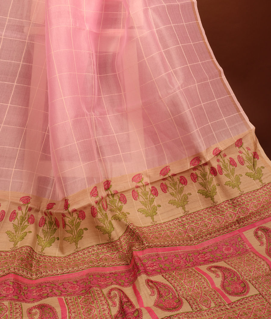 Light Pink Woven Organza Saree T303966-image