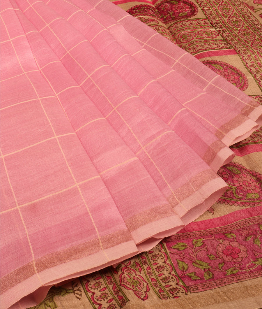 Light Pink Woven Organza Saree T3039662