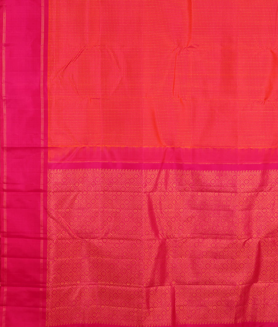 Pinkish Orange Handwoven Kanjivaram Silk Saree T3030374