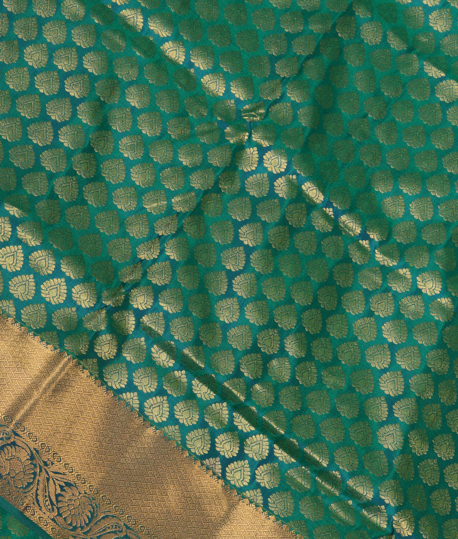 Peacock Blue Soft Silk Saree T301668-image