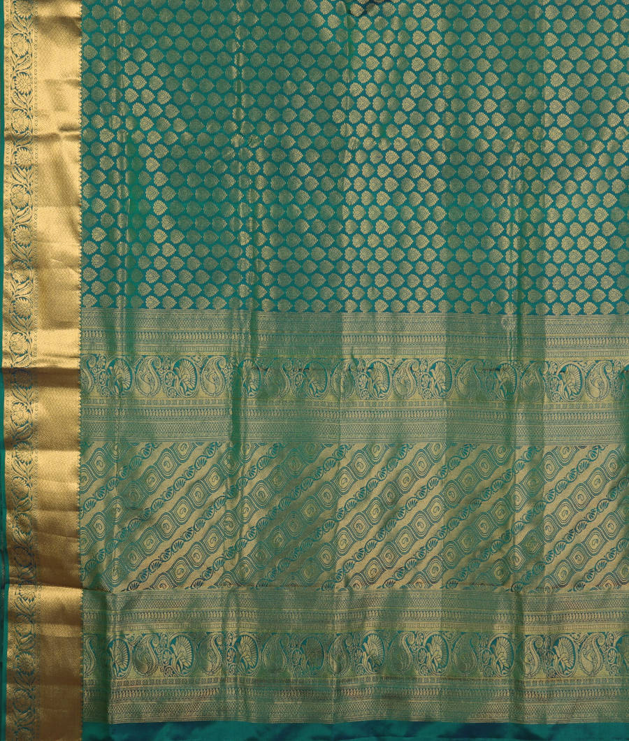 Peacock Blue Soft Silk Saree T3016684