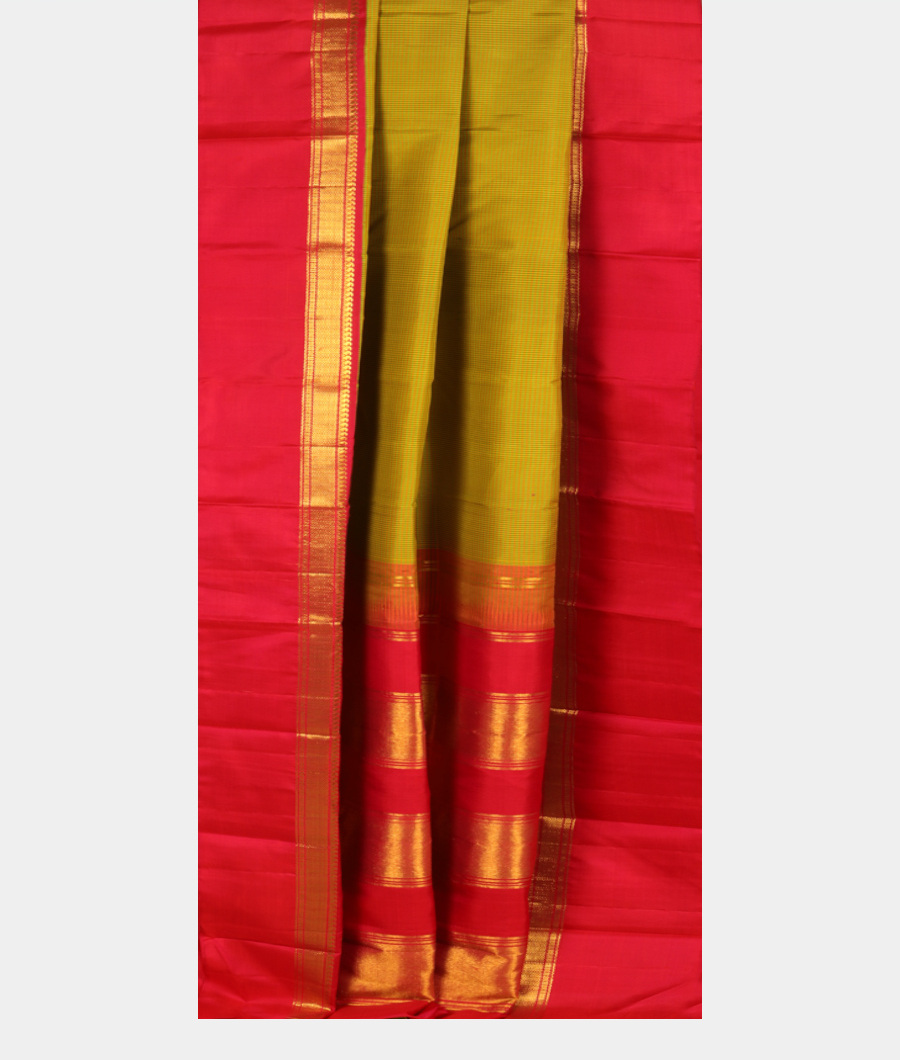 Yellow and Green Handwoven Kanjivaram Silk Saree T2885902