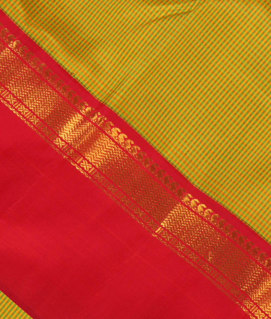 Yellow and Green Handwoven Kanjivaram Silk Saree T2885905