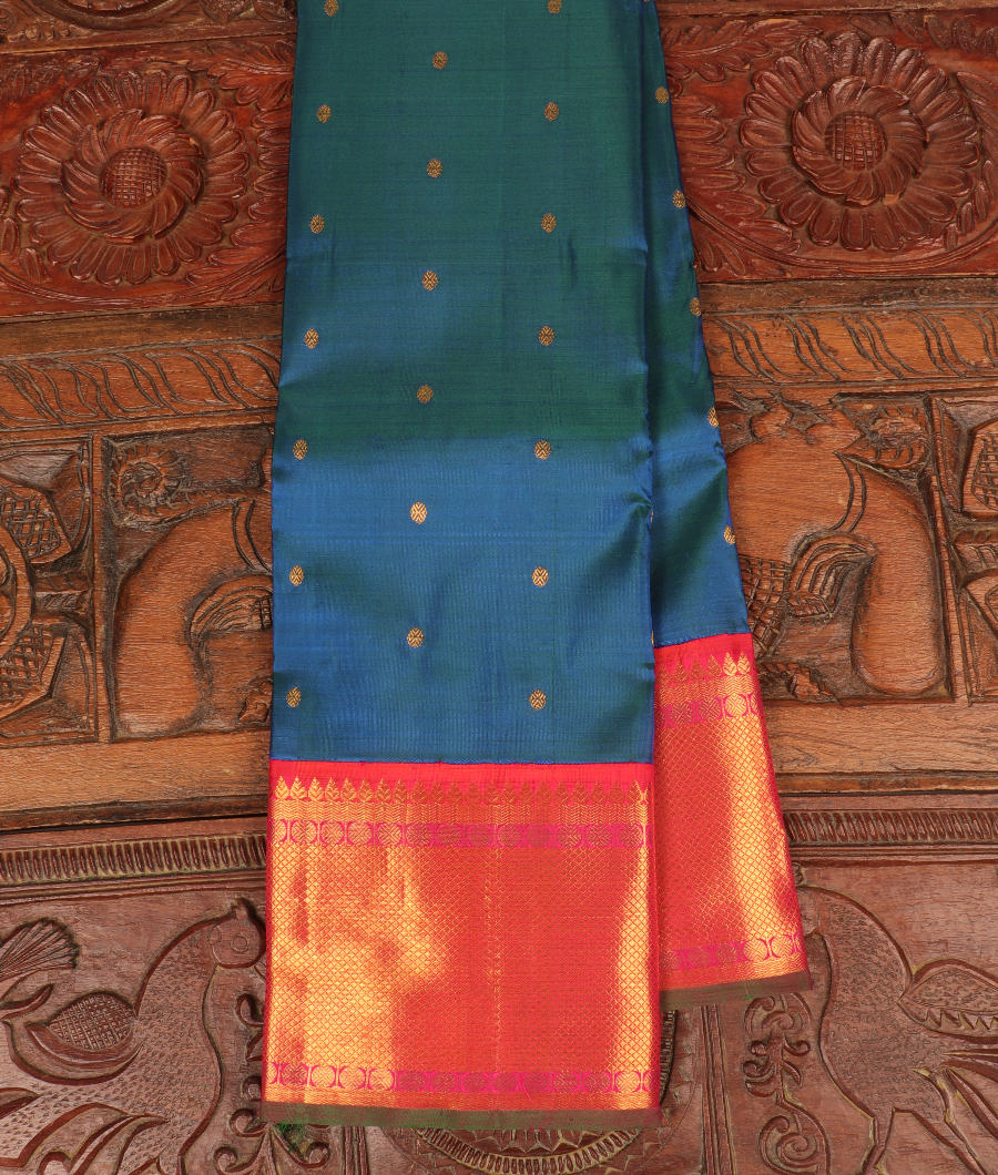 Peacock Blue Handwoven Kanjivaram Silk Saree T291243-image