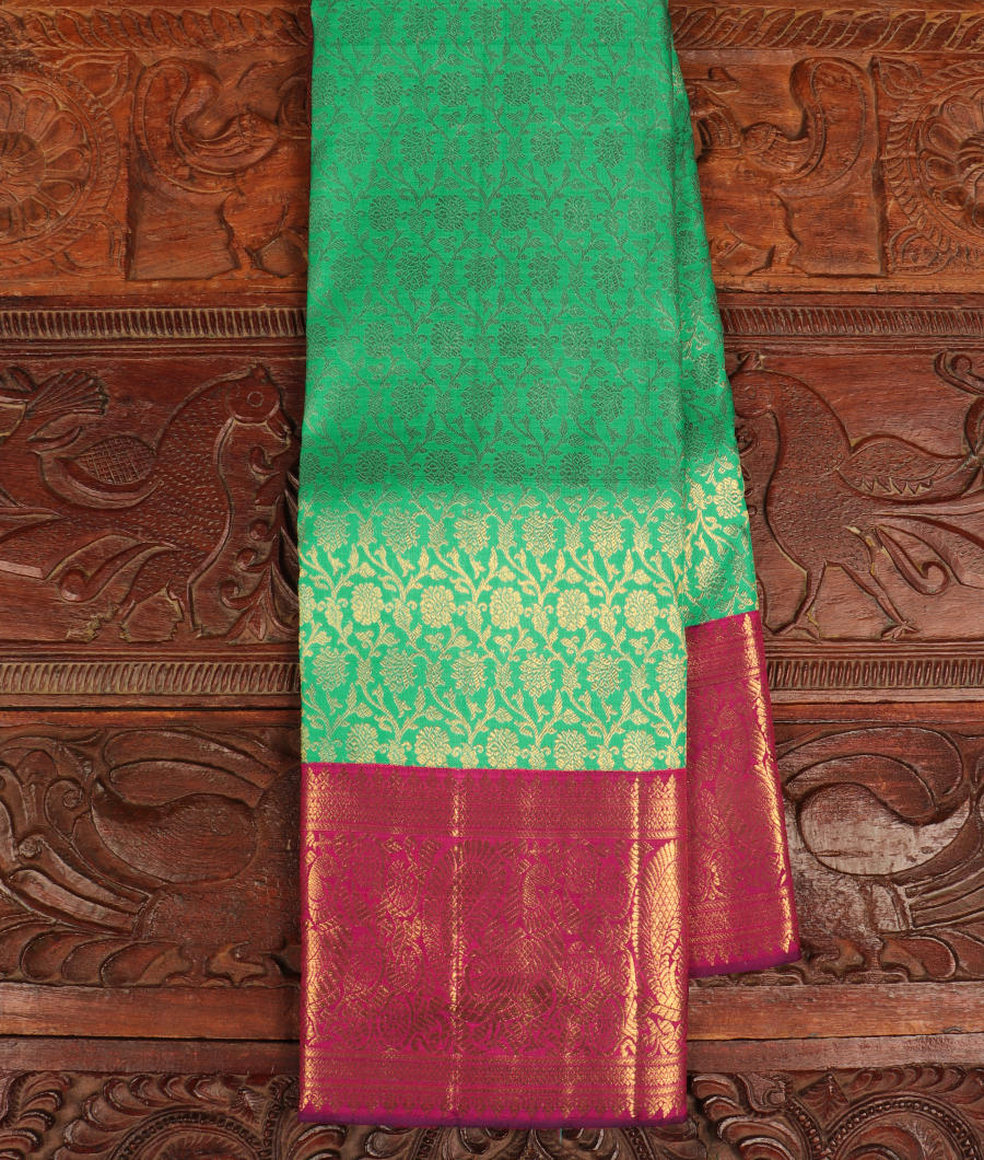 Bluish Green Handwoven Kanjivaram Silk Saree T278131-image