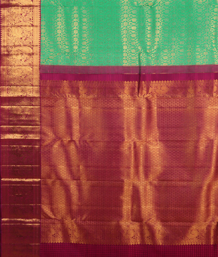 Bluish Green Handwoven Kanjivaram Silk Saree T2781314