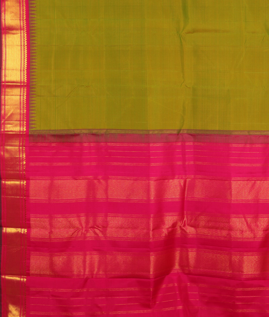 Yellowish Green Handwoven Kanjivaram Silk Saree T2426704