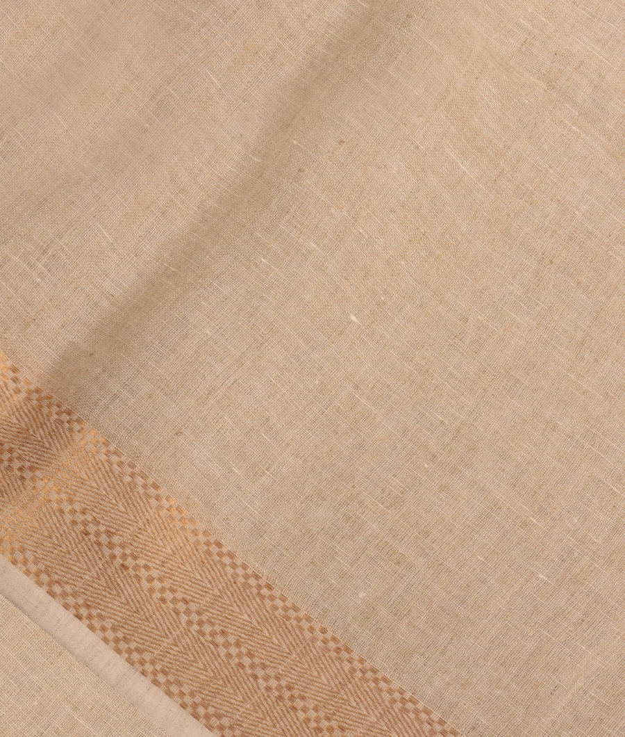 Off White Handwoven Linen Saree T246123-image