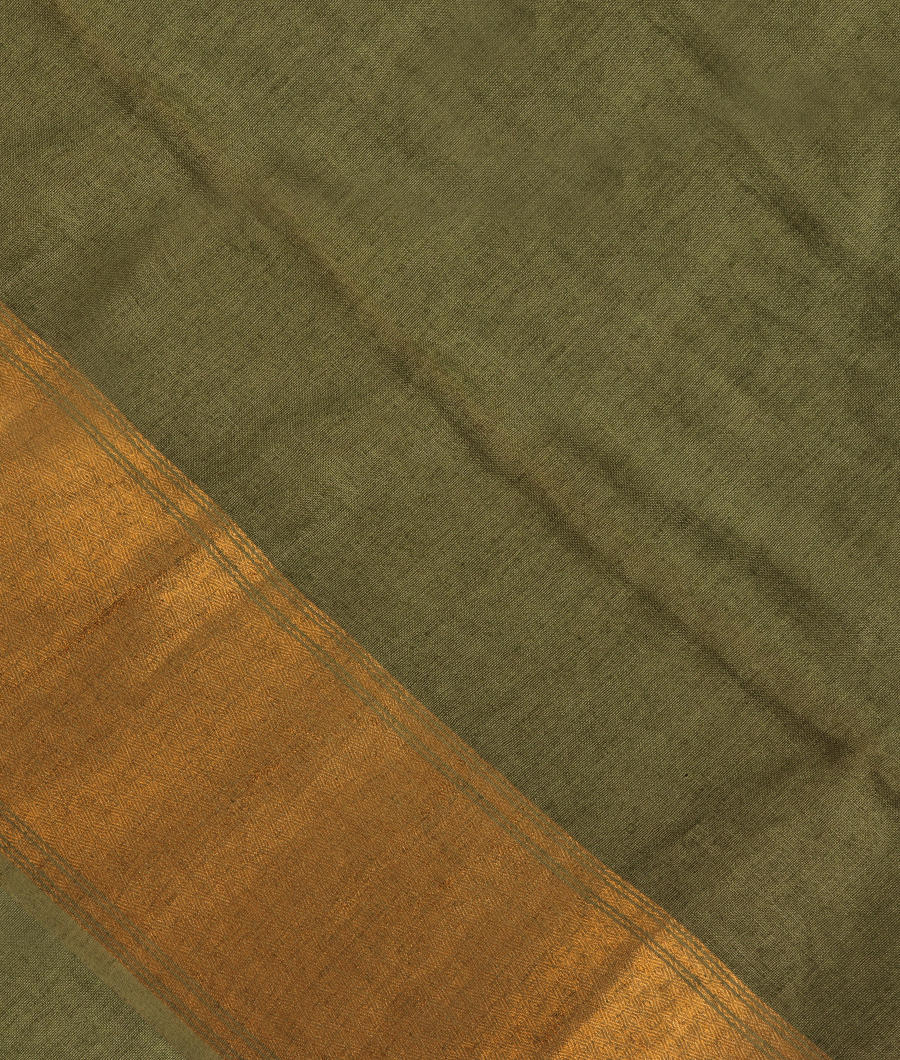 Green Handwoven Linen Saree T233498-image