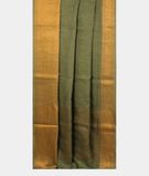 Green Handwoven Linen Saree T2334982