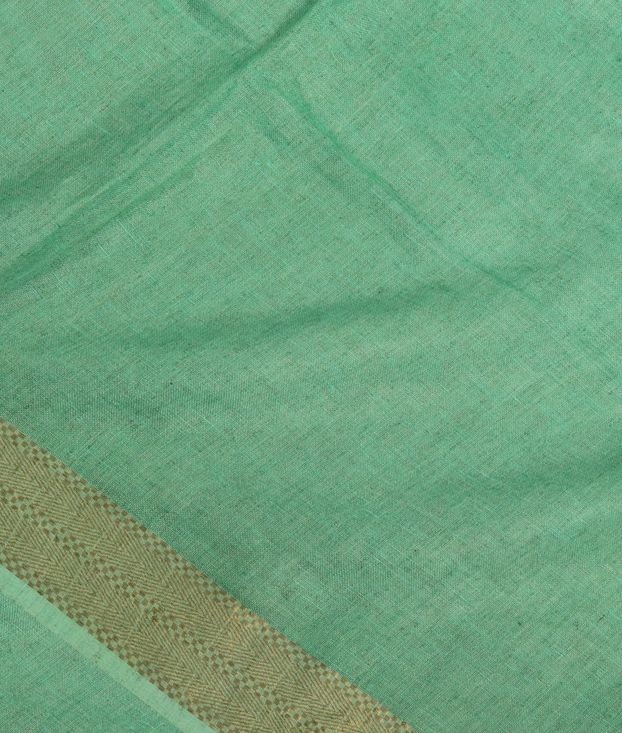 Green Handwoven Linen Saree T246117-image
