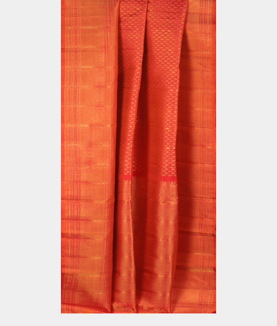 Pinkish Orange Handwoven Kanjivaram Silk Saree T3026172