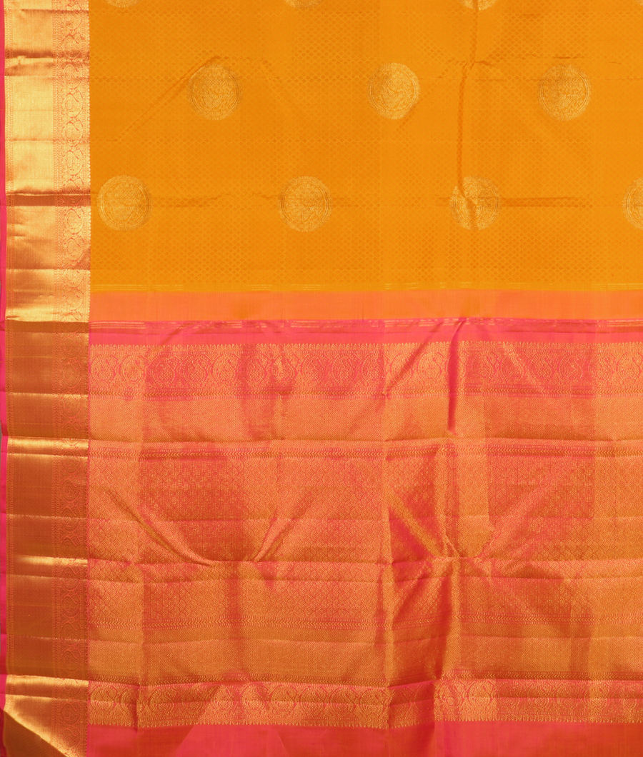 Yellow Handwoven Kanjivaram Silk Saree T3024394