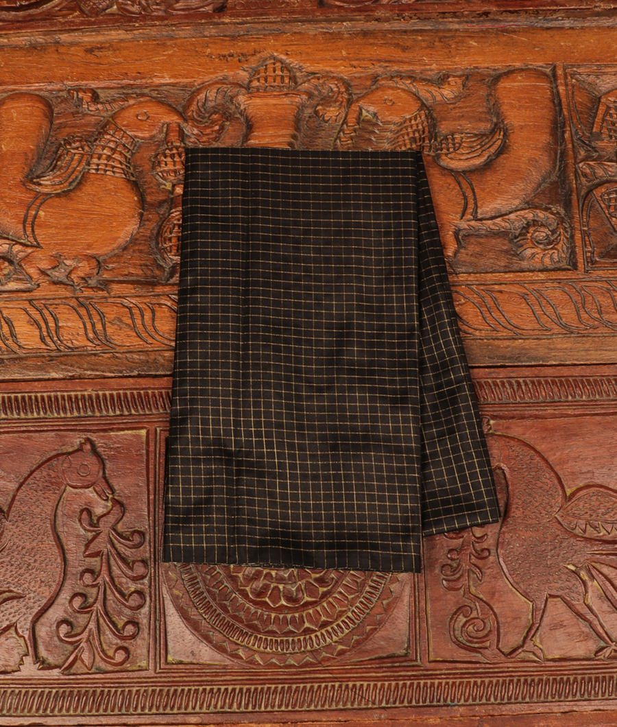 Black Handwoven Kanjivaram Silk Blouse T25-image