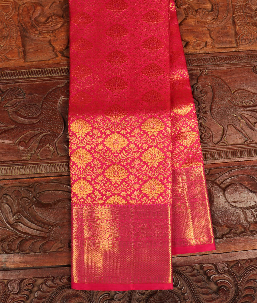 Pinkish Red Handwoven Kanjivaram Silk Saree T285064-image