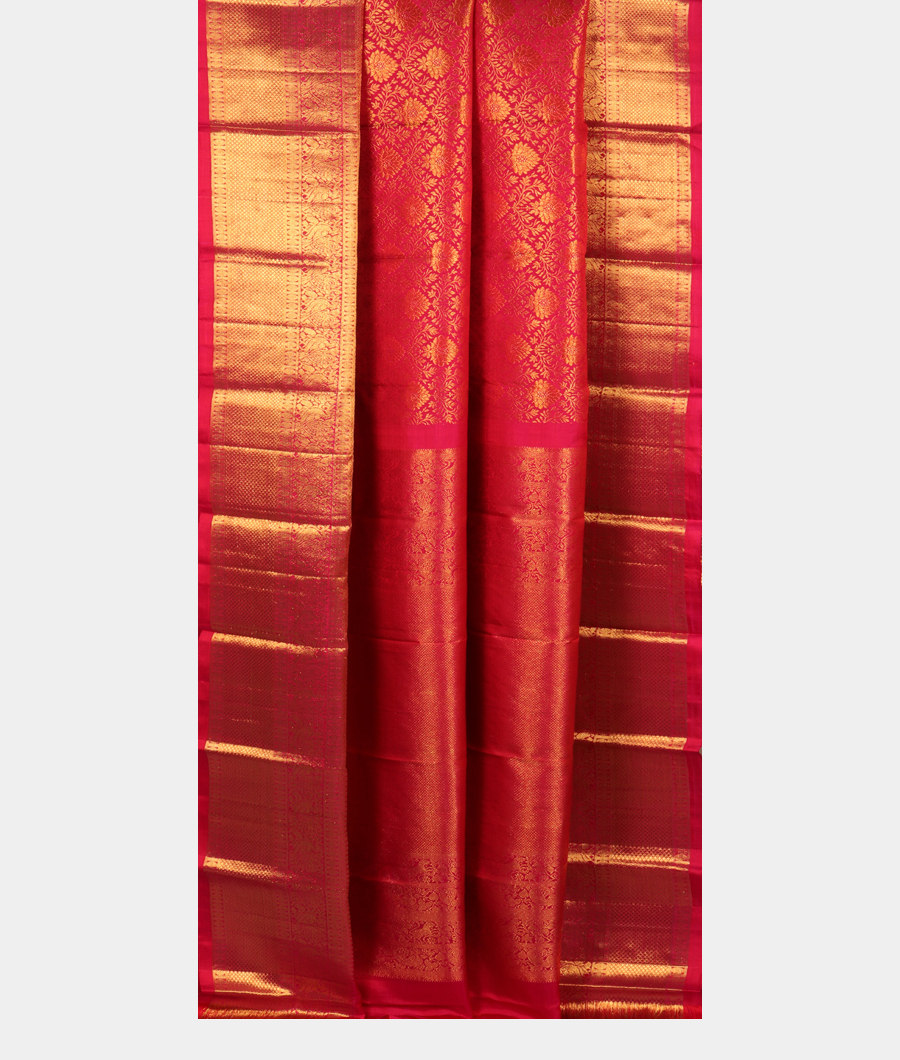 Pinkish Red Handwoven Kanjivaram Silk Saree T2850642