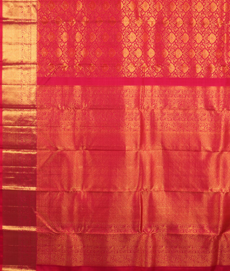 Pinkish Red Handwoven Kanjivaram Silk Saree T2850644
