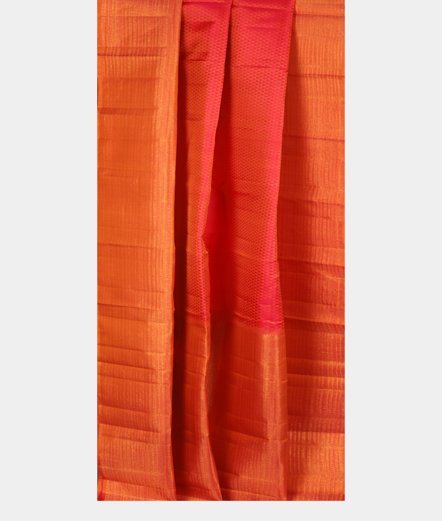 Pinkish Orange Handwoven Kanjivaram Silk Saree T3024302