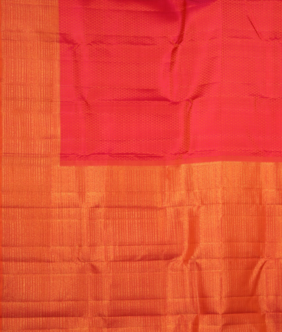 Pinkish Orange Handwoven Kanjivaram Silk Saree T3024304