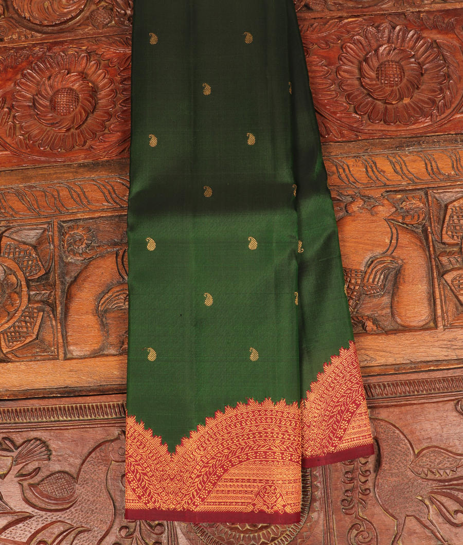 Bottle Green Handwoven Kanjivaram Silk Saree T302352-image
