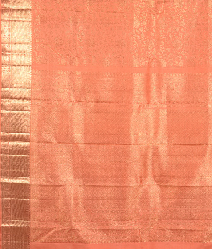 Peach Handwoven Kanjivaram Silk Saree T2962394