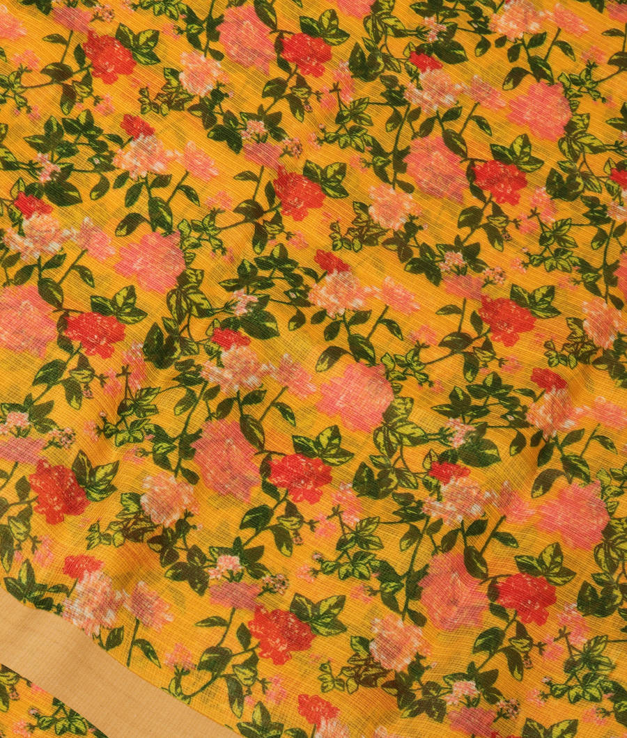 Yellow Kota Cotton Saree T308509-image