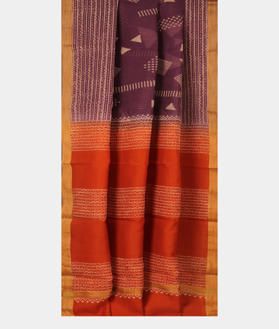 Purple Kota Cotton Saree T2836212