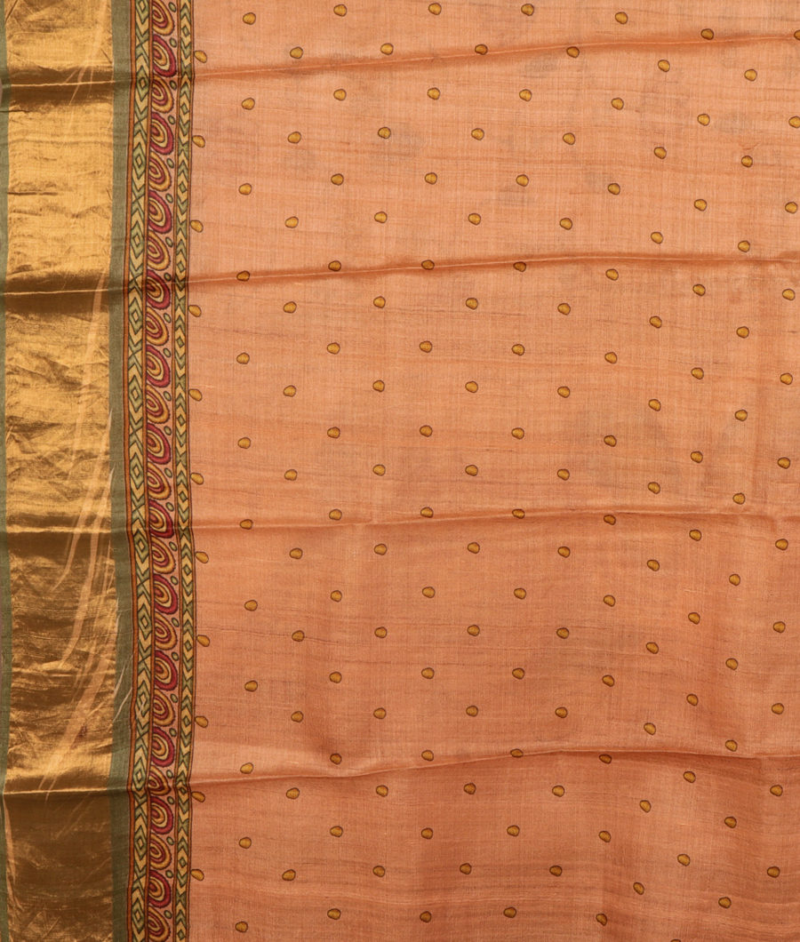 Salmon Pink Tussar Printed Saree T2900533