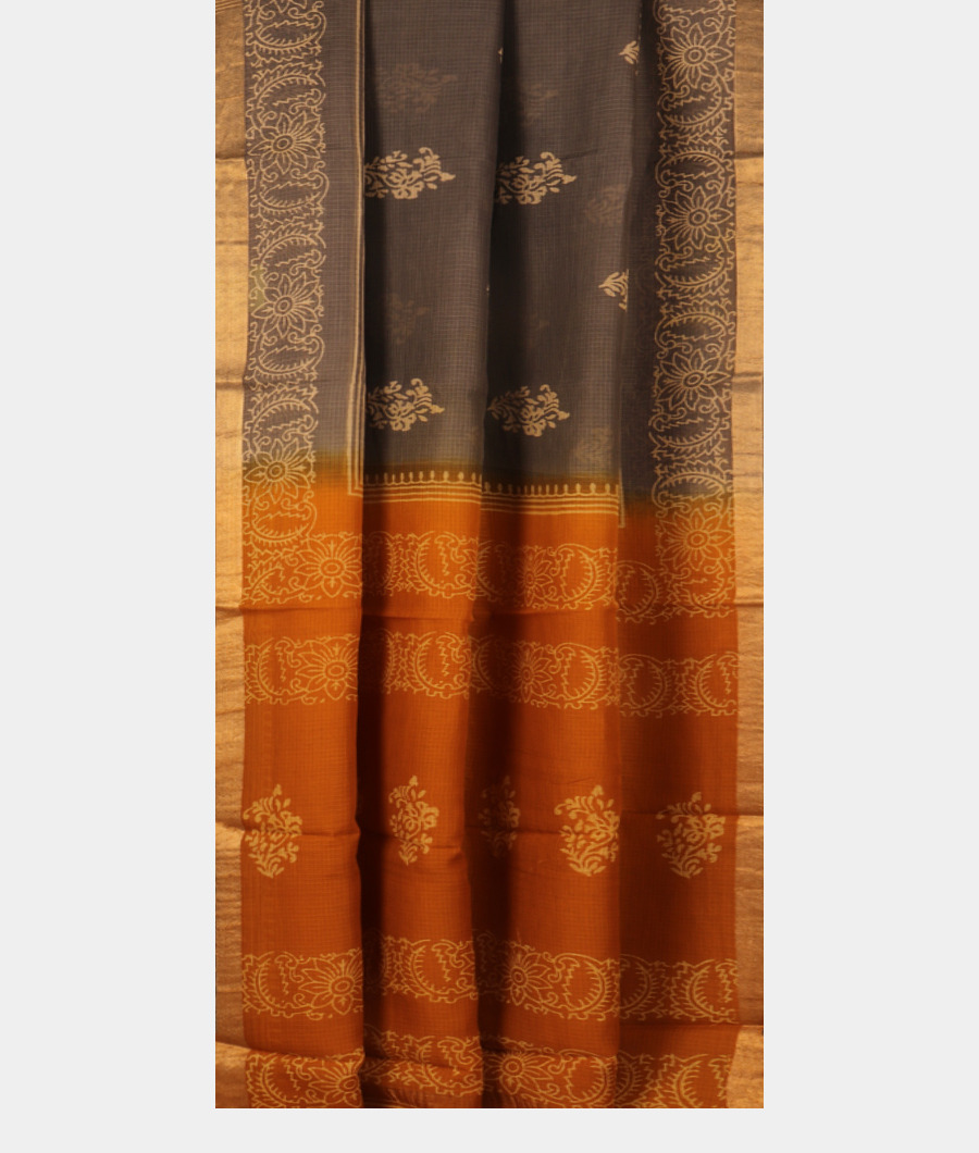 Grey Kota Cotton Saree T2861362