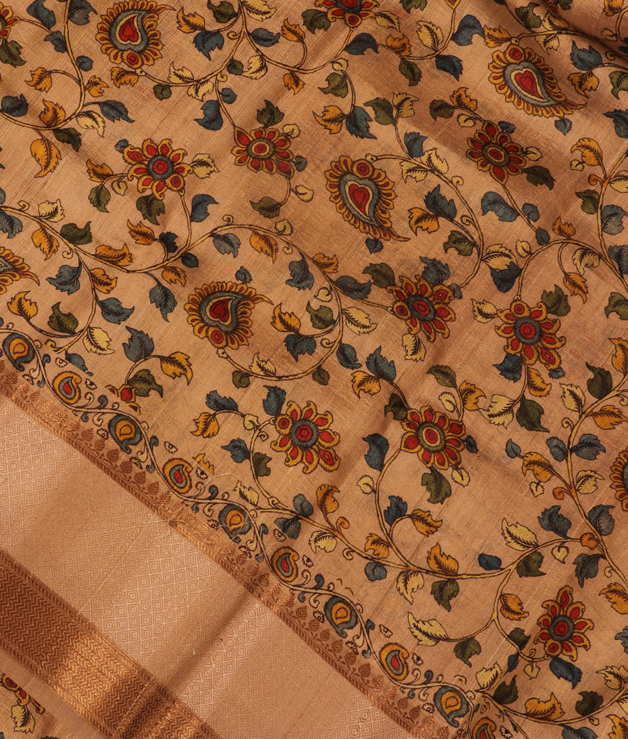 Beige Tussar Printed Saree T299511-image