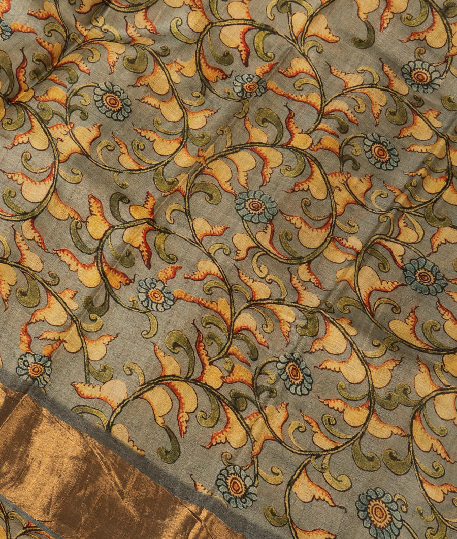 Grey Tussar Printed Saree T290056-image