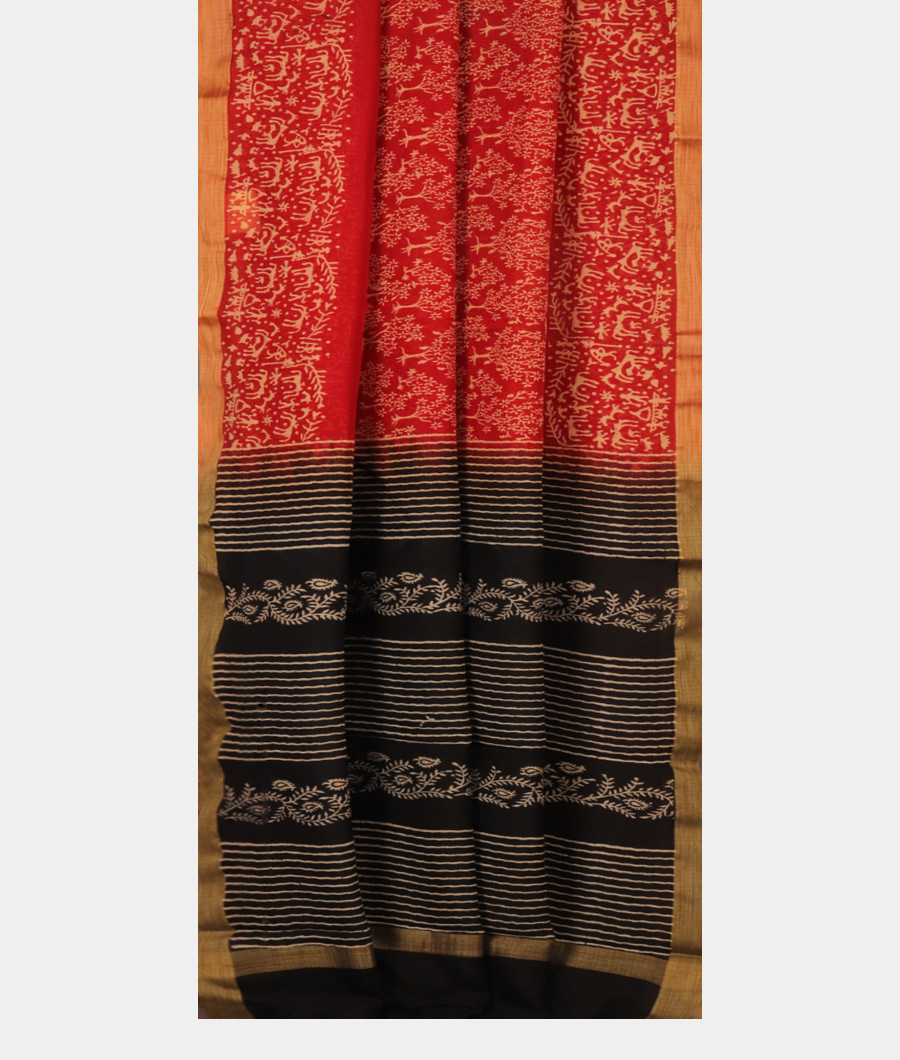 Red Kota Cotton Saree T2836172