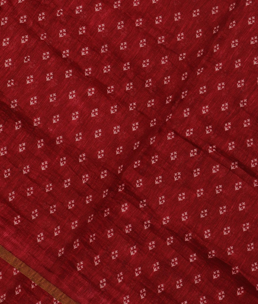Maroon Linen Printed Saree T303833-image