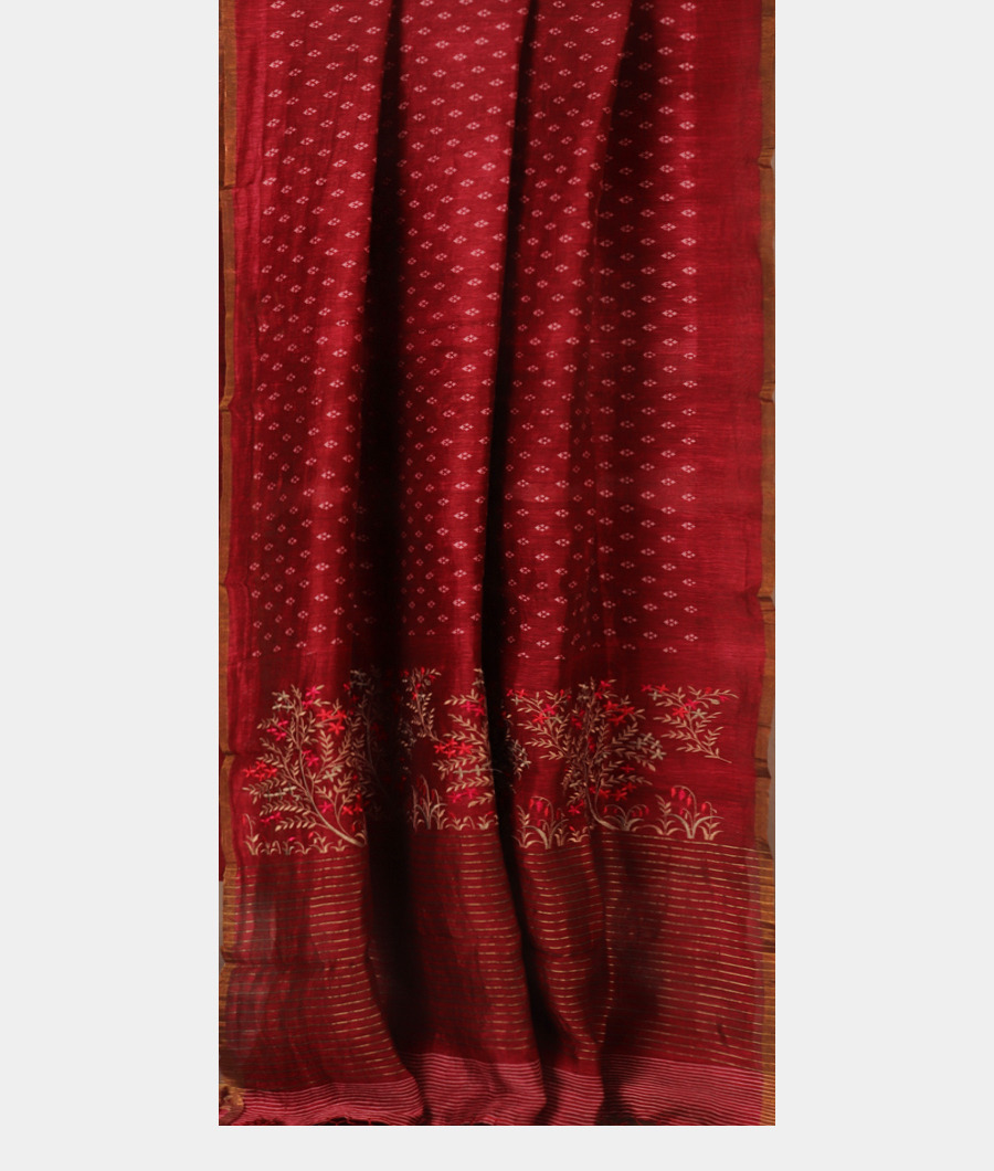 maroon-linen-printed-saree-t303833-t303833-b