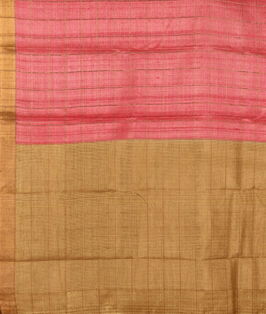 Pink Woven Tussar Saree T3076334