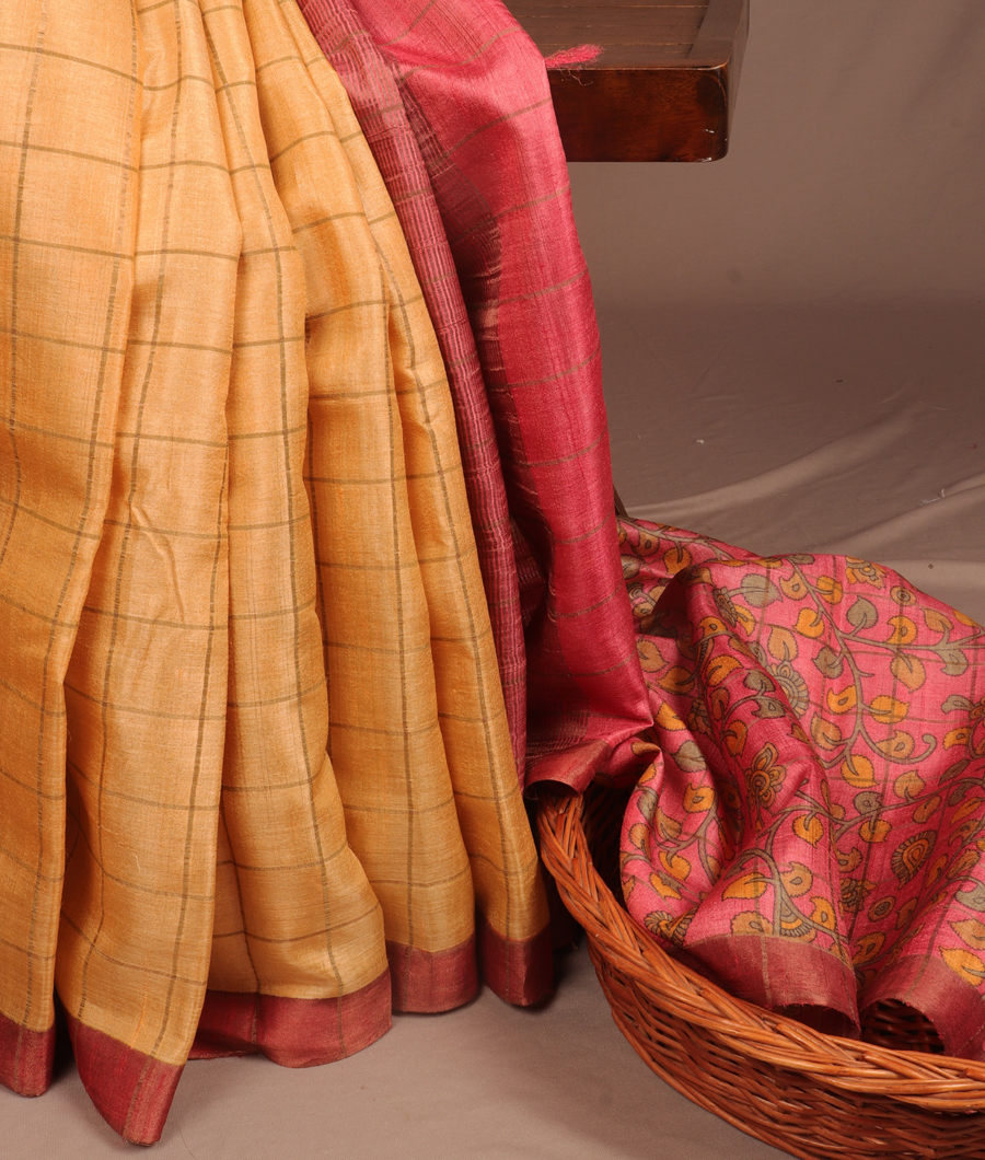 Beige Woven Tussar Saree T307656-image
