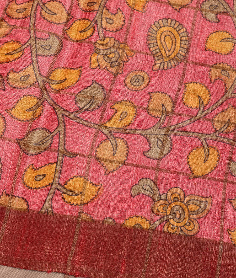 Beige Woven Tussar Saree T3076563