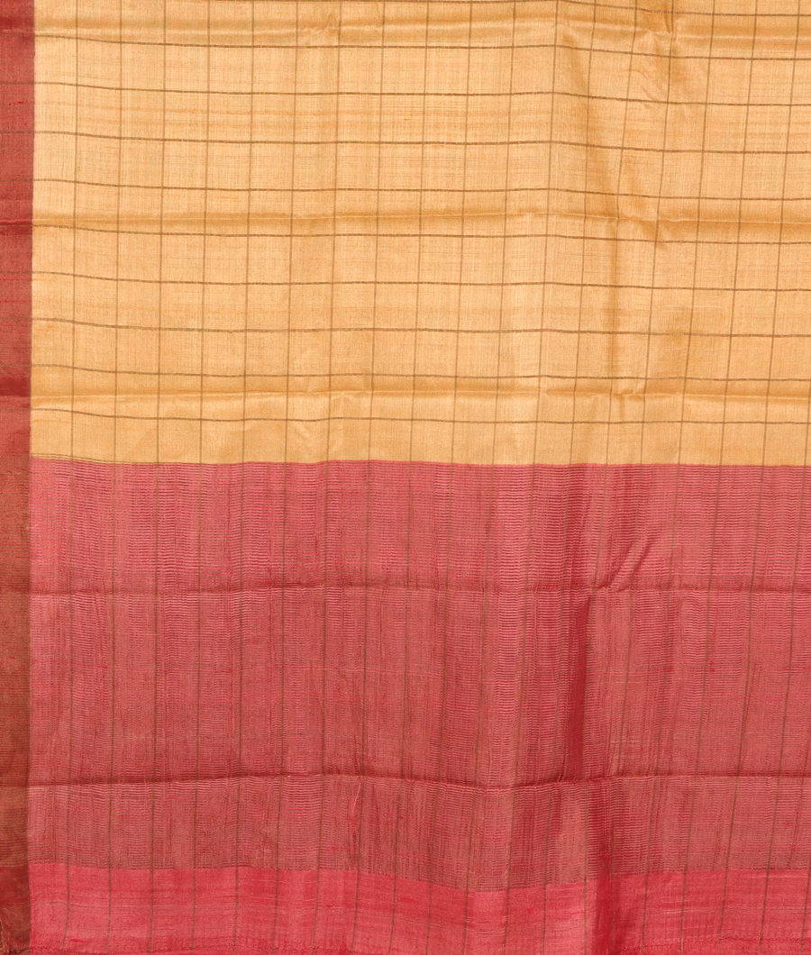 Beige Woven Tussar Saree T3076564