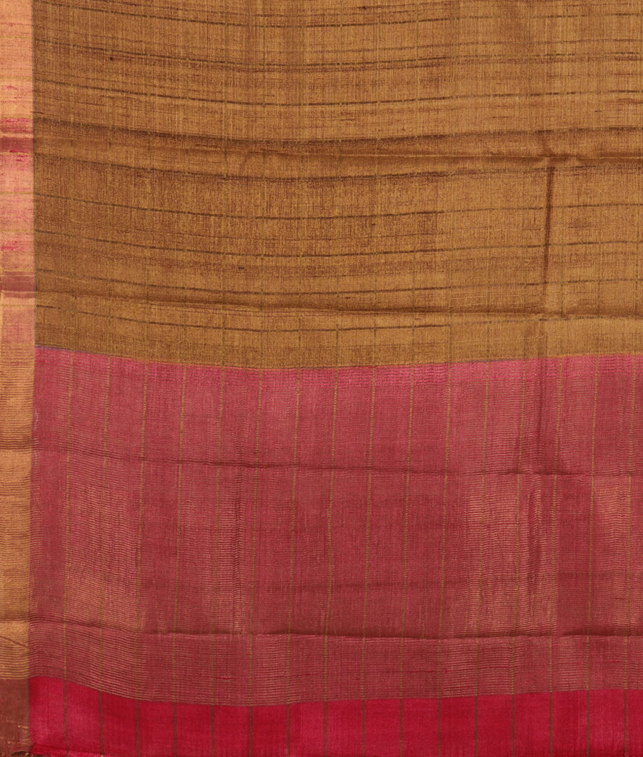 Brown Woven Tussar Saree T3076384