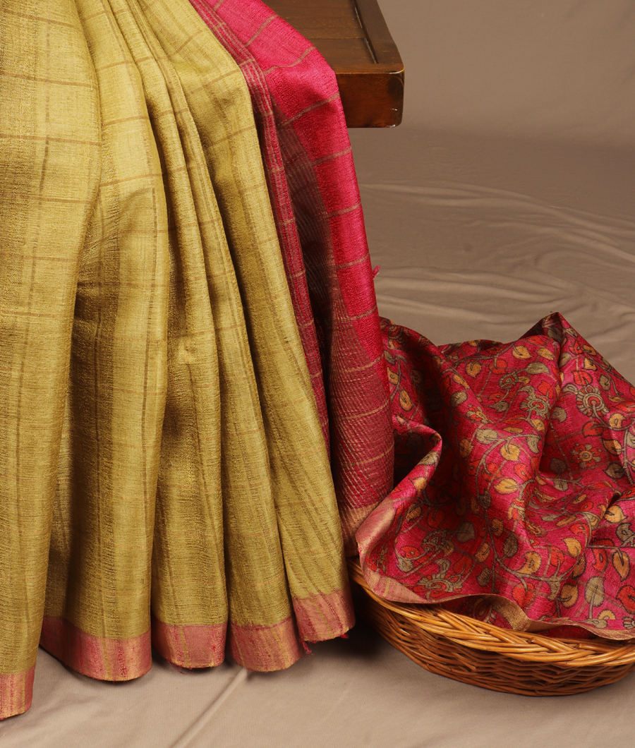 Green Woven Tussar Saree T307655-image
