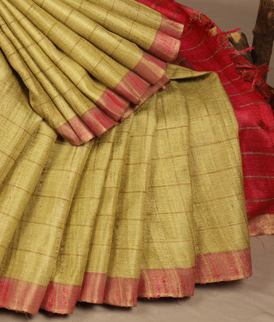 Green Woven Tussar Saree T3076552