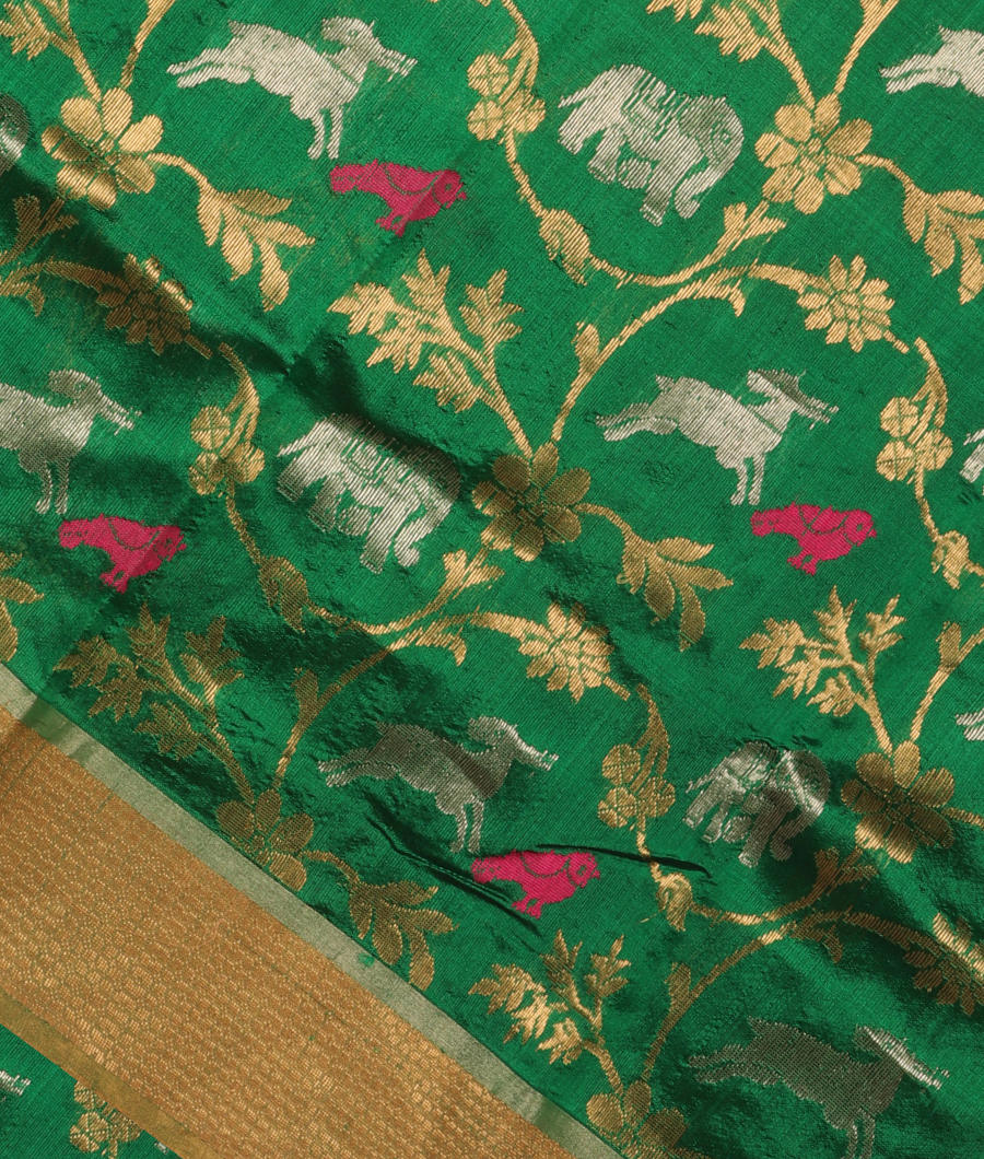 Green Chanderi Silk Saree T226929-image